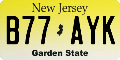 NJ license plate B77AYK