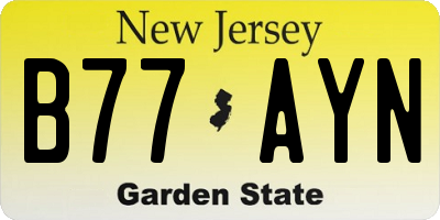 NJ license plate B77AYN