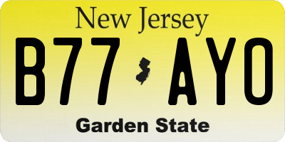 NJ license plate B77AYO