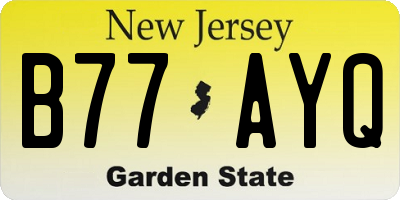 NJ license plate B77AYQ