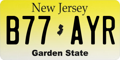 NJ license plate B77AYR