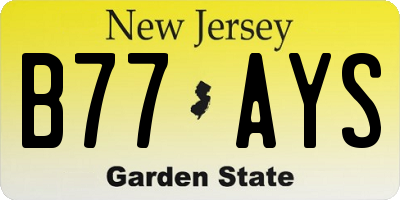 NJ license plate B77AYS