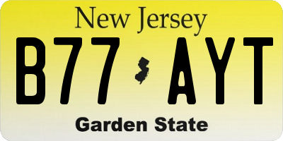 NJ license plate B77AYT