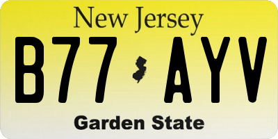 NJ license plate B77AYV