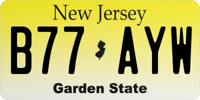 NJ license plate B77AYW