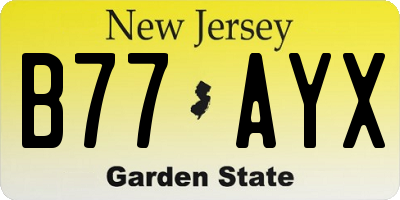 NJ license plate B77AYX