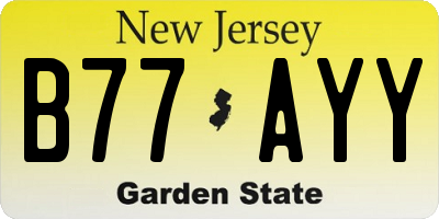 NJ license plate B77AYY