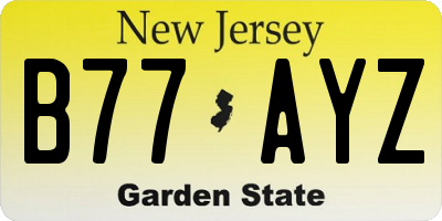 NJ license plate B77AYZ