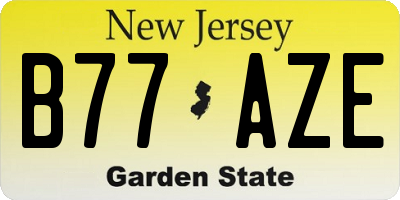 NJ license plate B77AZE