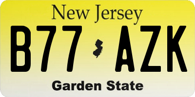 NJ license plate B77AZK