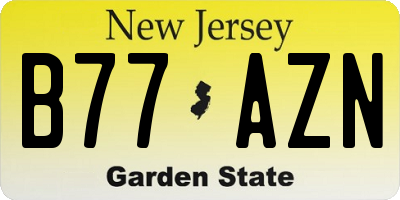 NJ license plate B77AZN