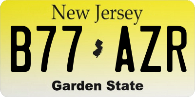 NJ license plate B77AZR