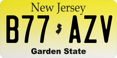 NJ license plate B77AZV