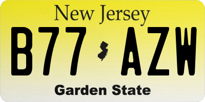 NJ license plate B77AZW