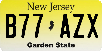 NJ license plate B77AZX