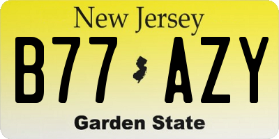 NJ license plate B77AZY
