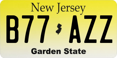 NJ license plate B77AZZ
