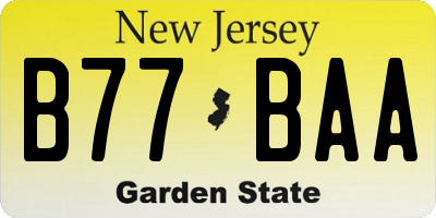 NJ license plate B77BAA
