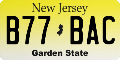 NJ license plate B77BAC