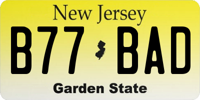 NJ license plate B77BAD