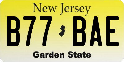 NJ license plate B77BAE