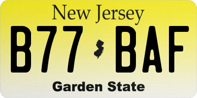 NJ license plate B77BAF