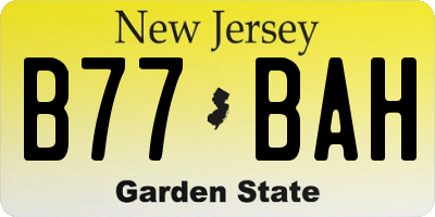 NJ license plate B77BAH