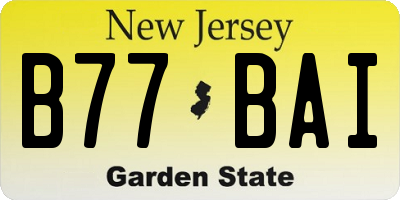 NJ license plate B77BAI