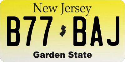 NJ license plate B77BAJ
