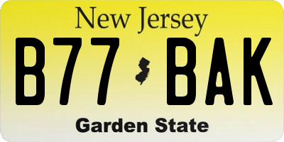 NJ license plate B77BAK