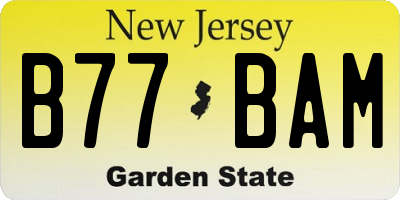 NJ license plate B77BAM