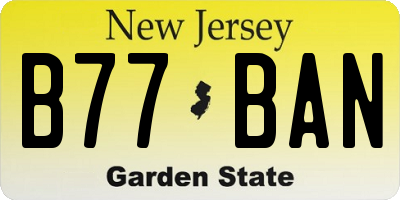 NJ license plate B77BAN