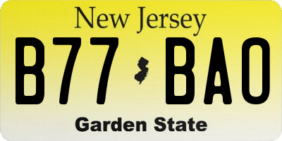 NJ license plate B77BAO