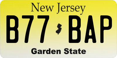 NJ license plate B77BAP