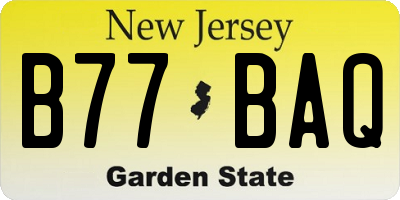 NJ license plate B77BAQ