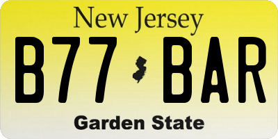 NJ license plate B77BAR