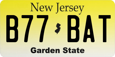 NJ license plate B77BAT