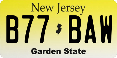 NJ license plate B77BAW