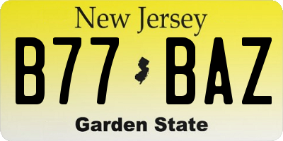 NJ license plate B77BAZ