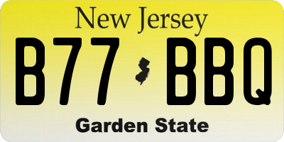NJ license plate B77BBQ