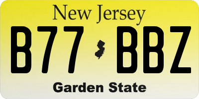 NJ license plate B77BBZ