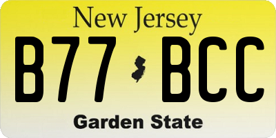 NJ license plate B77BCC