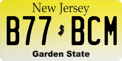 NJ license plate B77BCM