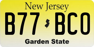 NJ license plate B77BCO