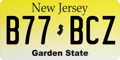 NJ license plate B77BCZ