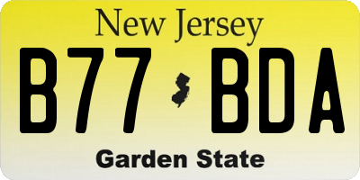NJ license plate B77BDA