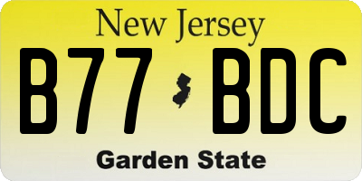 NJ license plate B77BDC