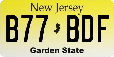 NJ license plate B77BDF