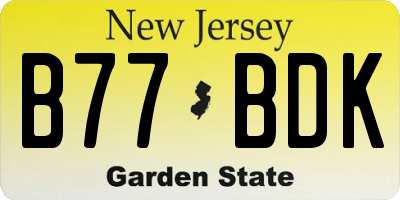 NJ license plate B77BDK