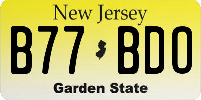 NJ license plate B77BDO